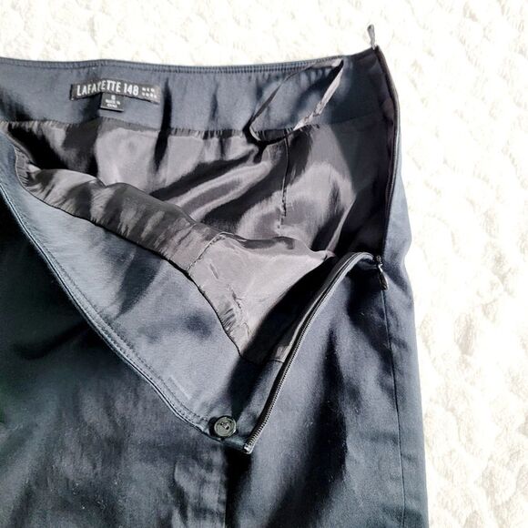 Lafayette 148 cotton navy skirt pockets office business casual 6 small - Picture 8 of 9